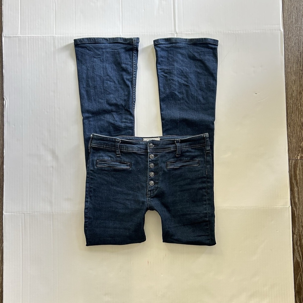 Free People Kaye Slim Flare Jeans Size 25 Dark Indigo Wash Festival Boho Indie